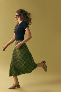 Princess Highway - Edwina Check A-Line Midi Skirt - green