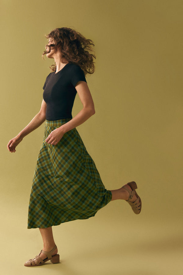 Princess Highway - Edwina Check A-Line Midi Skirt - green
