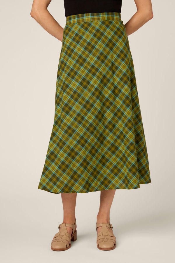 Princess Highway - Edwina Check A-Line Midi Skirt - green