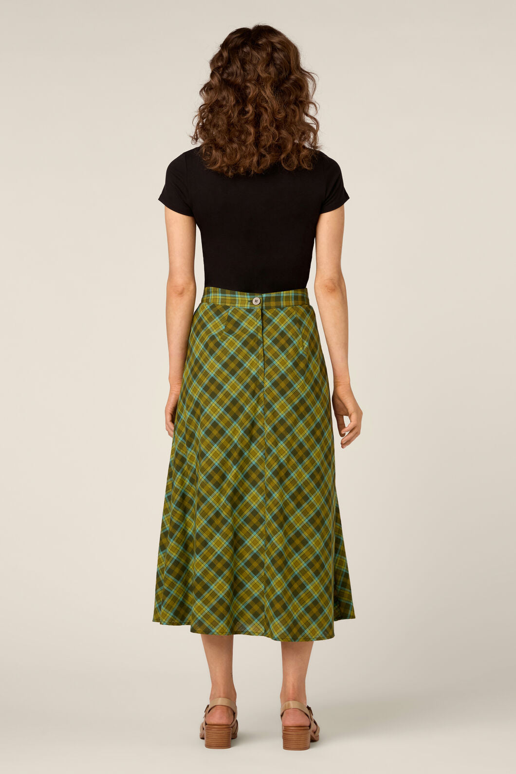 Princess Highway - Edwina Check A-Line Midi Skirt - green