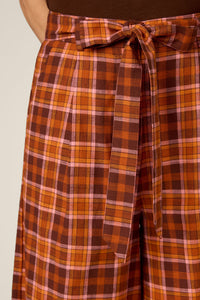 Princess Highway - Edwina Check Wide Leg Pant - chocolate