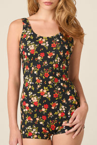 Princess Highway - Posy Floral Boyleg One Piece - black