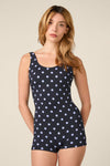 Princess Highway - Polka Dot Boyleg One Piece - navy