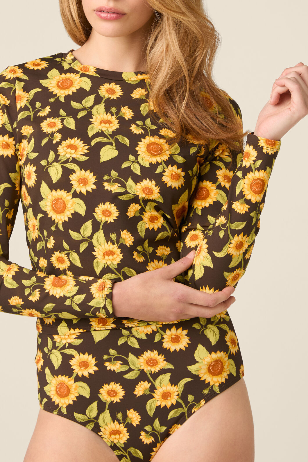Princess Highway - Sunflower Rashie Swim Top - chocolate