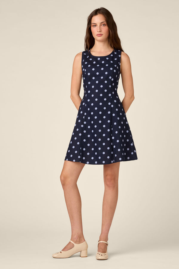 Princess Highway - Mia Polka Dot Mini Dress - navy