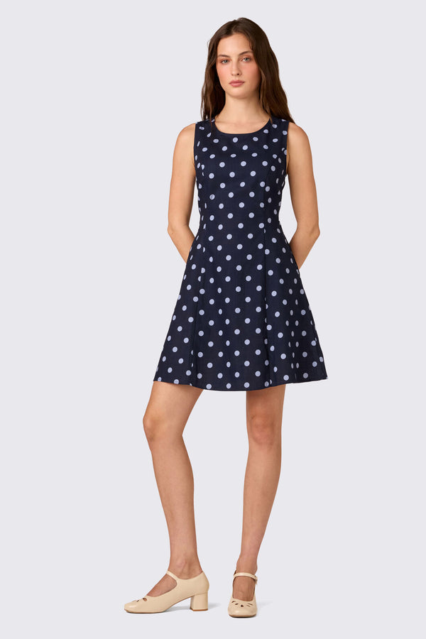 Princess Highway - Mia Polka Dot Mini Dress - navy