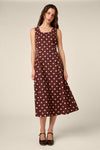 Princess Highway - Mia Polka Dot Midi Dress - chocolate
