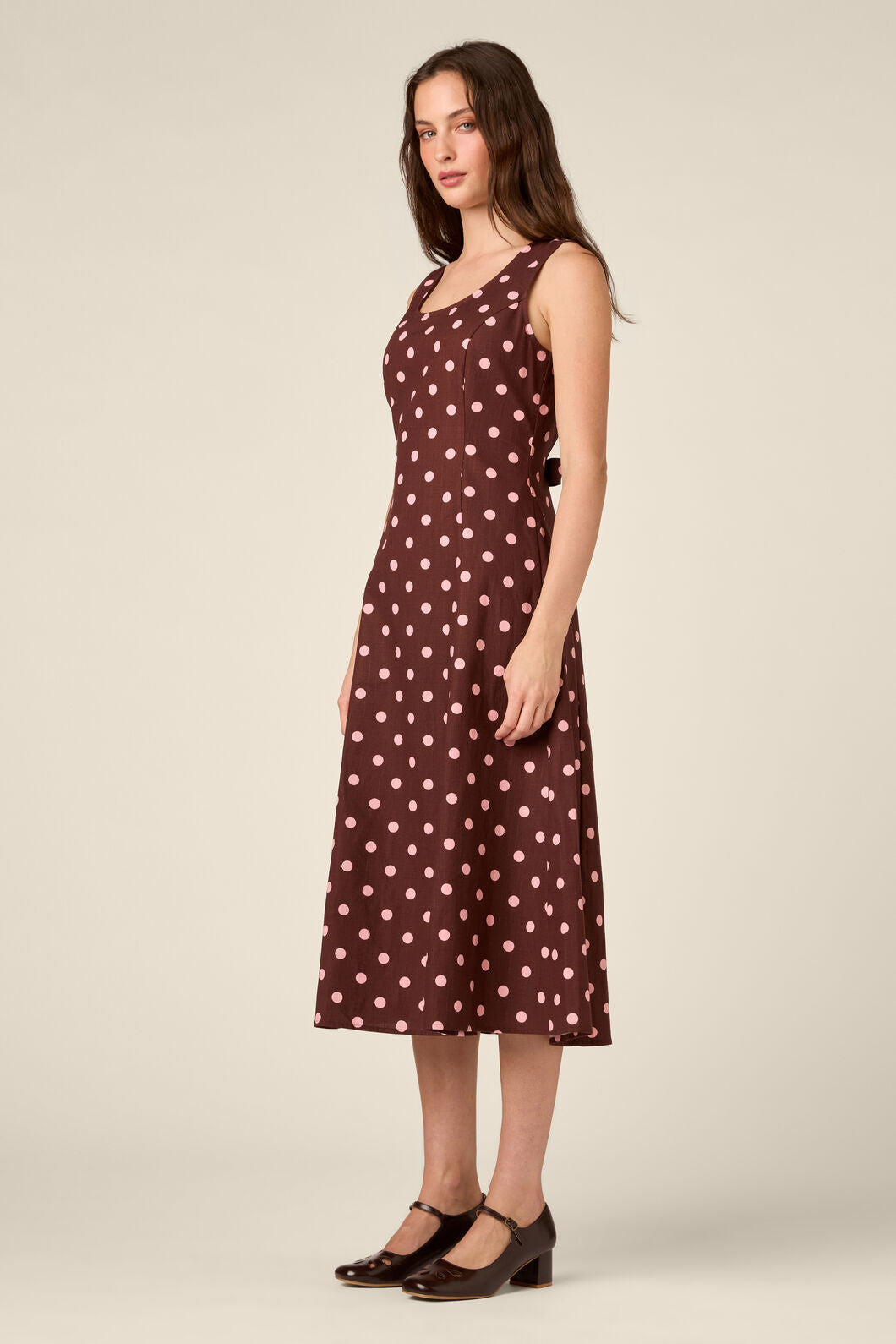 Princess Highway - Mia Polka Dot Midi Dress - chocolate