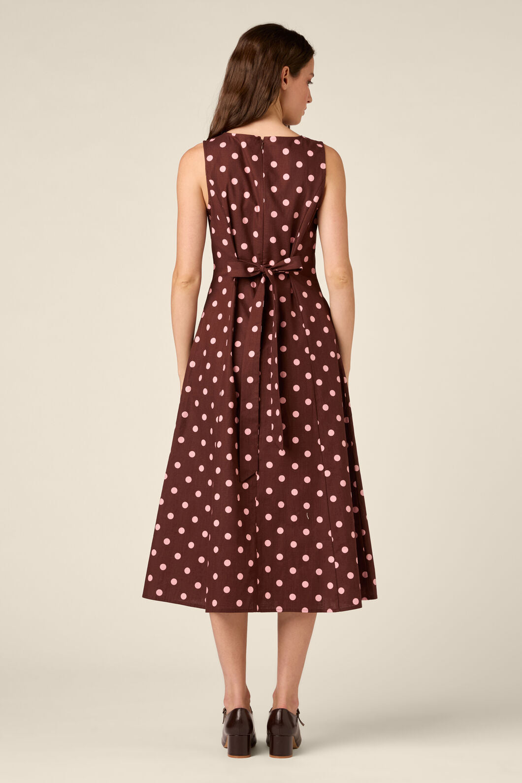 Princess Highway - Mia Polka Dot Midi Dress - chocolate
