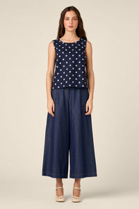 Princess Highway - Mia Polka Dot Shell Top - navy