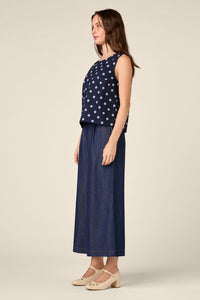 Princess Highway - Mia Polka Dot Shell Top - navy