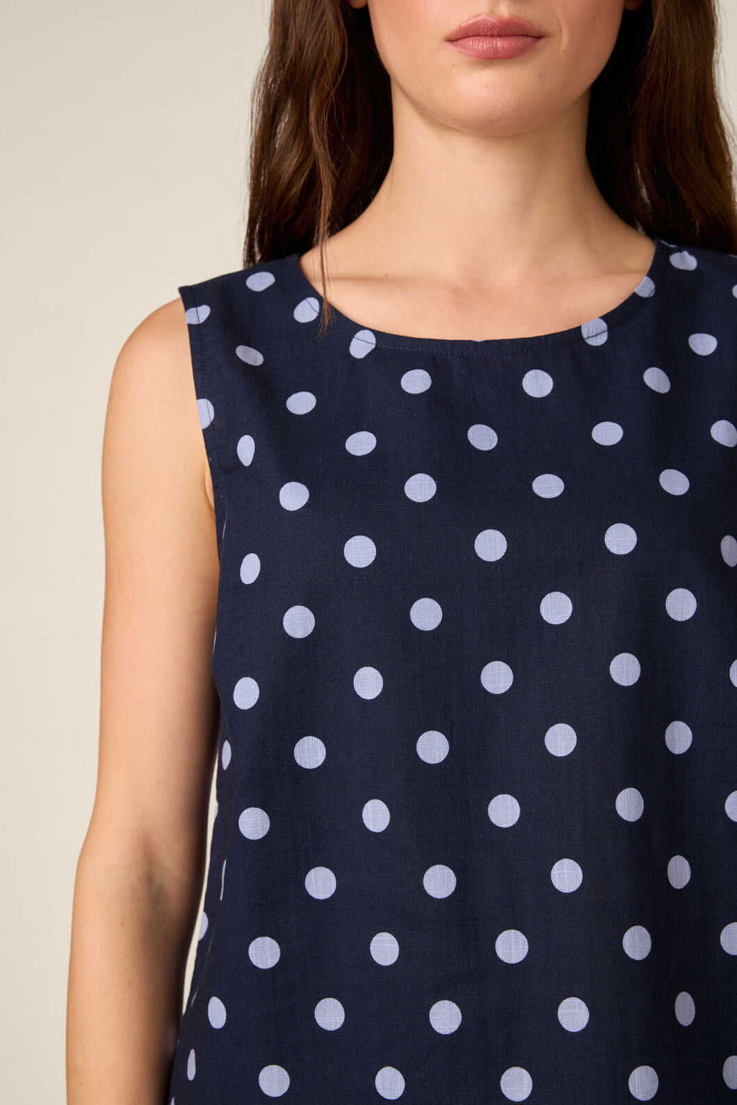 Princess Highway - Mia Polka Dot Shell Top - navy