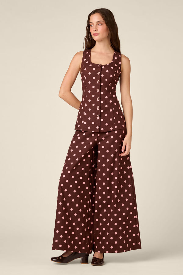 Princess Highway - Mia Polka Dot Pant - chocolate