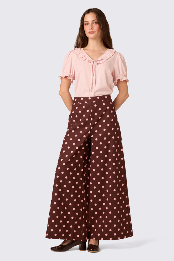 Princess Highway - Mia Polka Dot Pant - chocolate