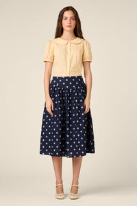 Princess Highway - Mia Polka Dot Midi Skirt - navy