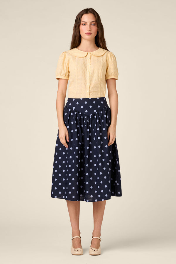 Princess Highway - Mia Polka Dot Midi Skirt - navy