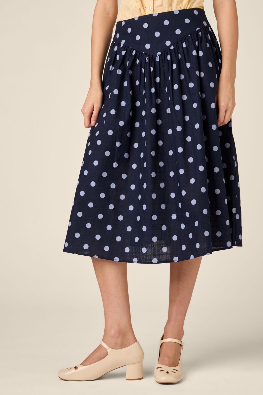 Princess Highway - Mia Polka Dot Midi Skirt - navy