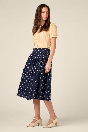 Princess Highway - Mia Polka Dot Midi Skirt - navy