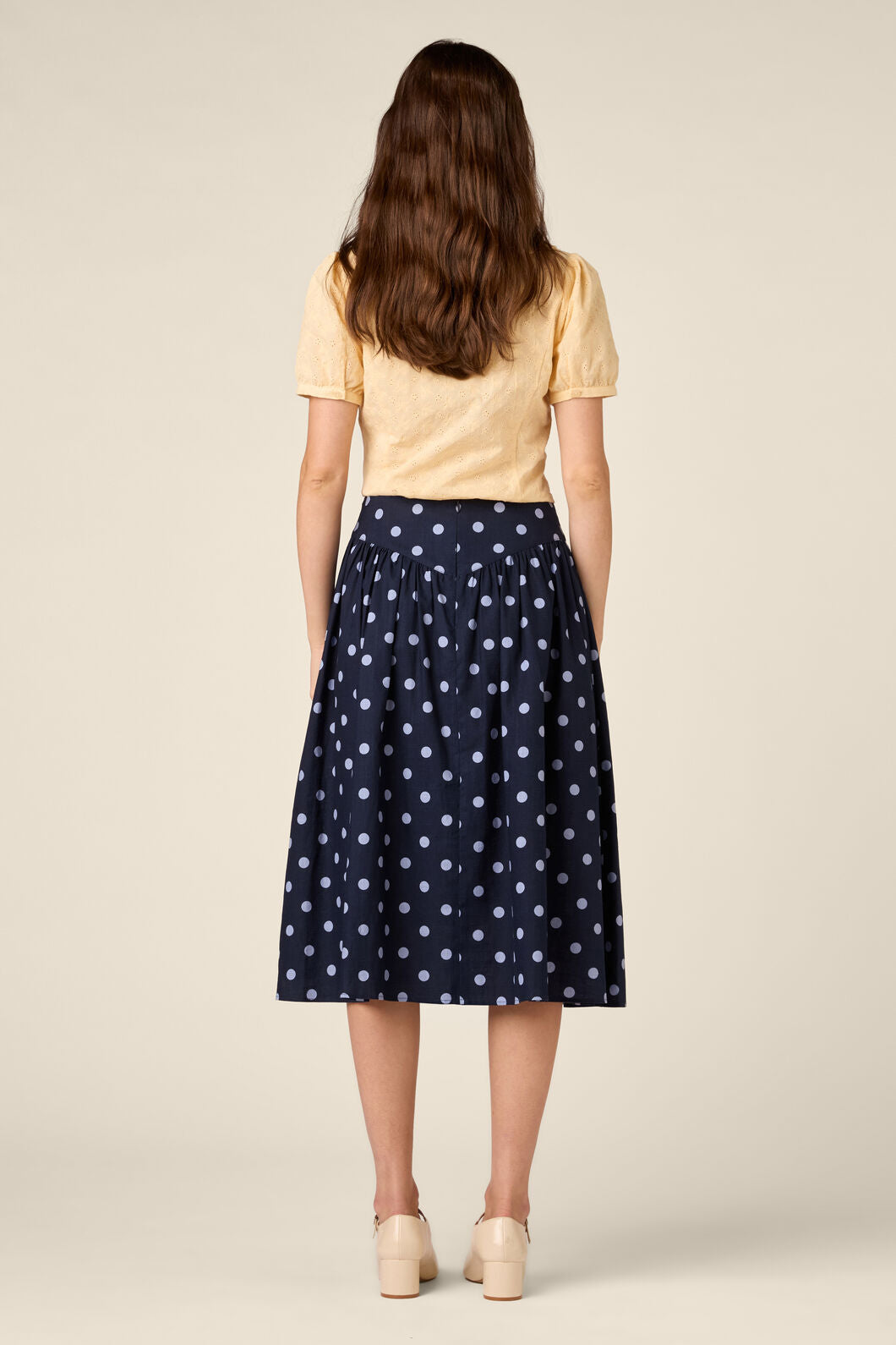 Princess Highway - Mia Polka Dot Midi Skirt - navy