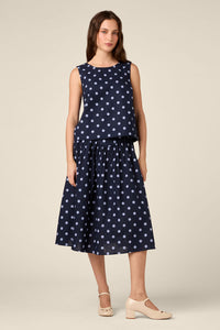 Princess Highway - Mia Polka Dot Midi Skirt - navy
