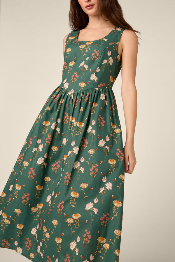 Princess Highway - Native Bee & Floral Midi Dress - green