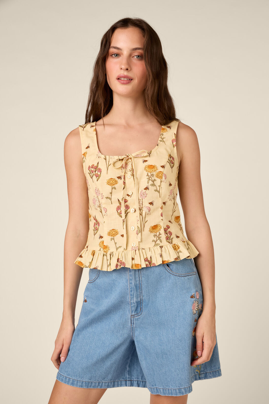 Princess Highway - Native Bee & Flora Corset Top - lemon