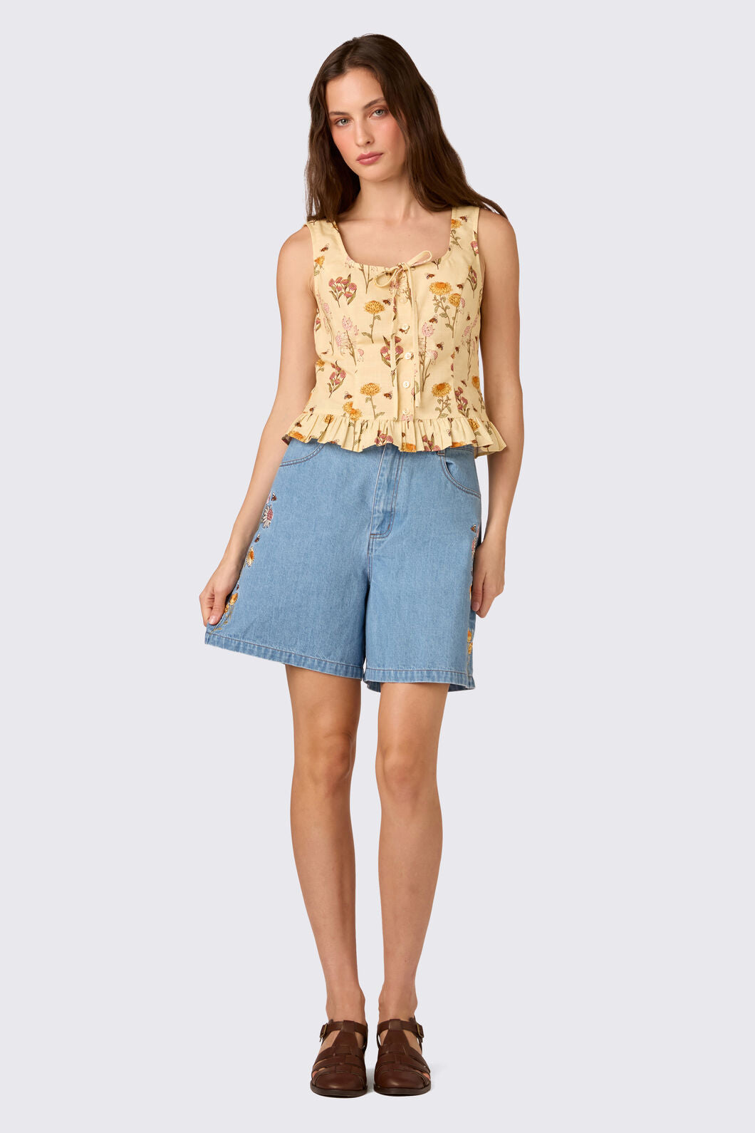 Princess Highway - Native Bee & Flora Corset Top - lemon
