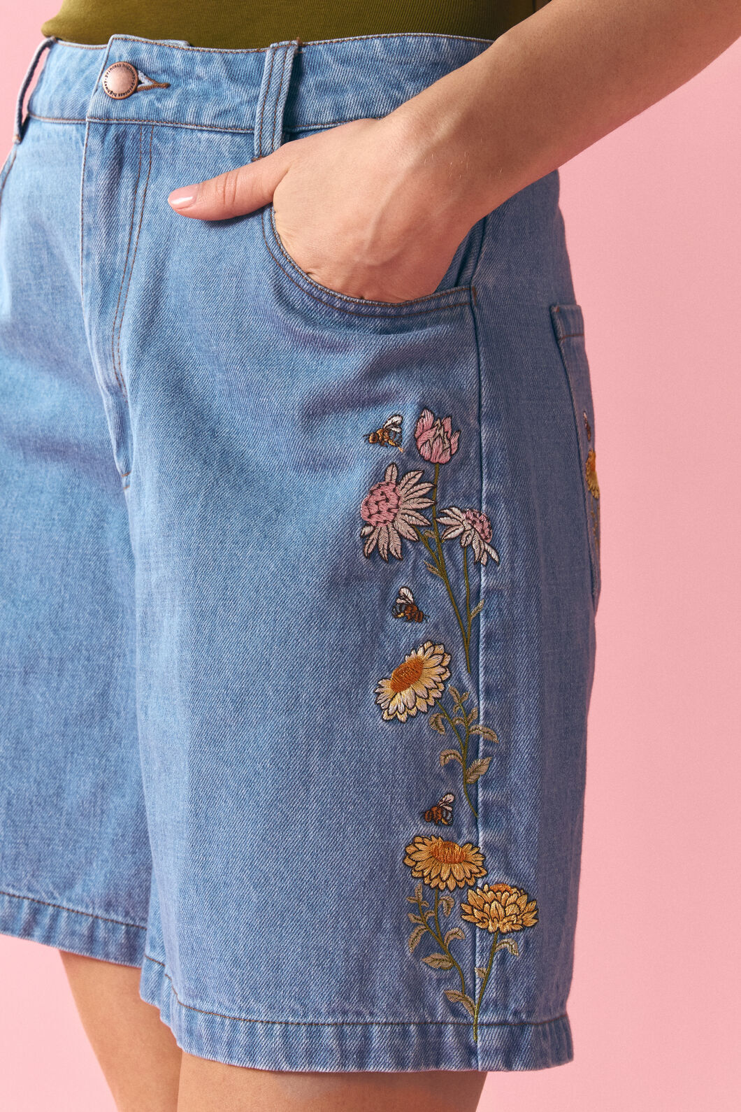 Princess Highway - Strawflower Embroidered Short - blue-denim