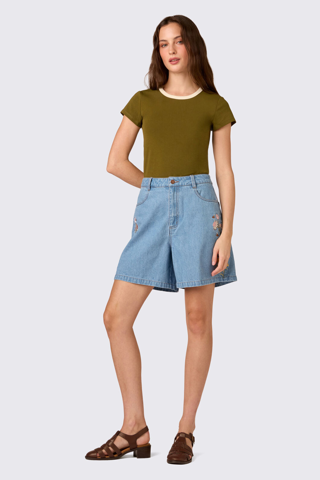 Princess Highway - Strawflower Embroidered Short - blue-denim