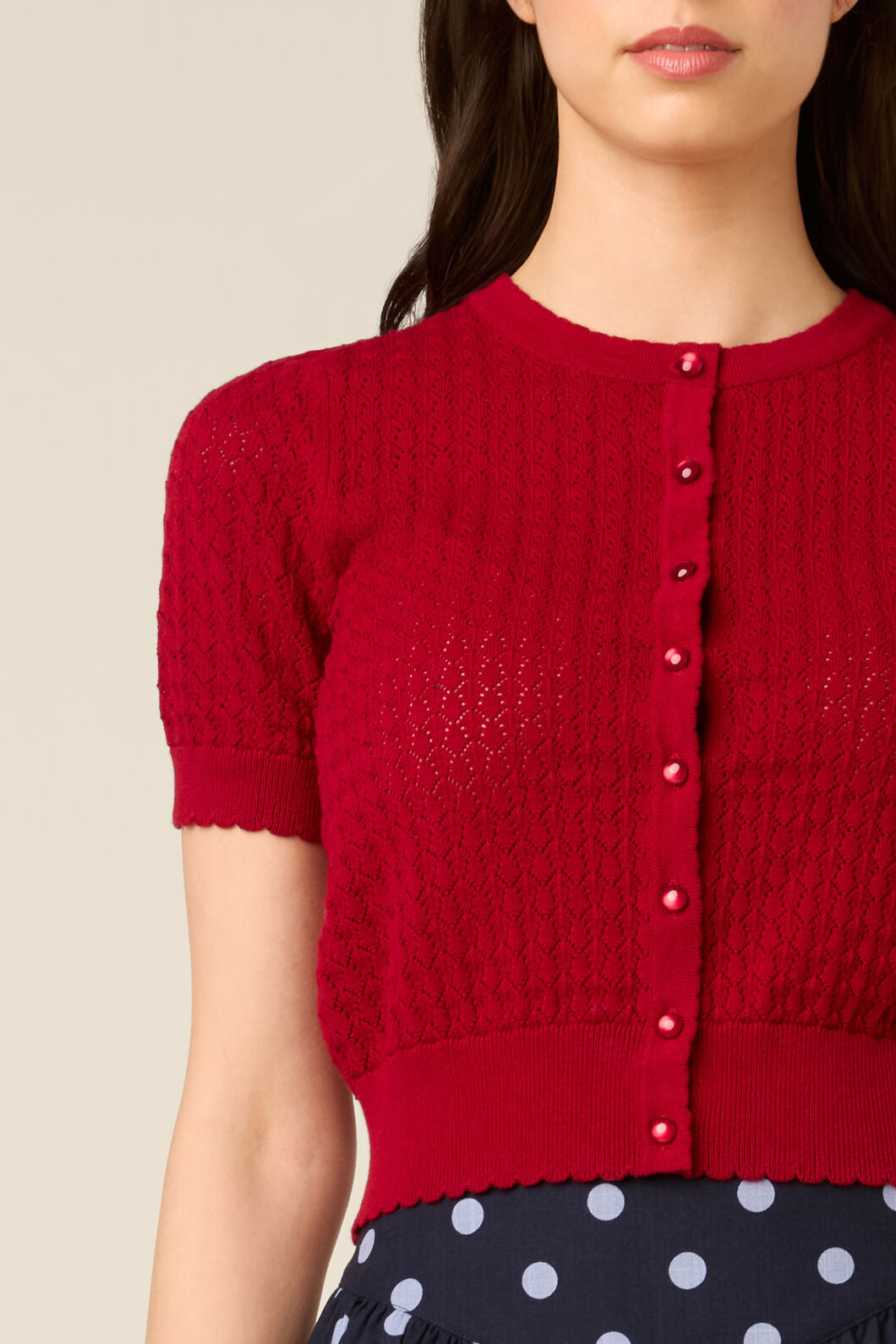 Princess Highway - Louisa Pointelle Cardigan - red