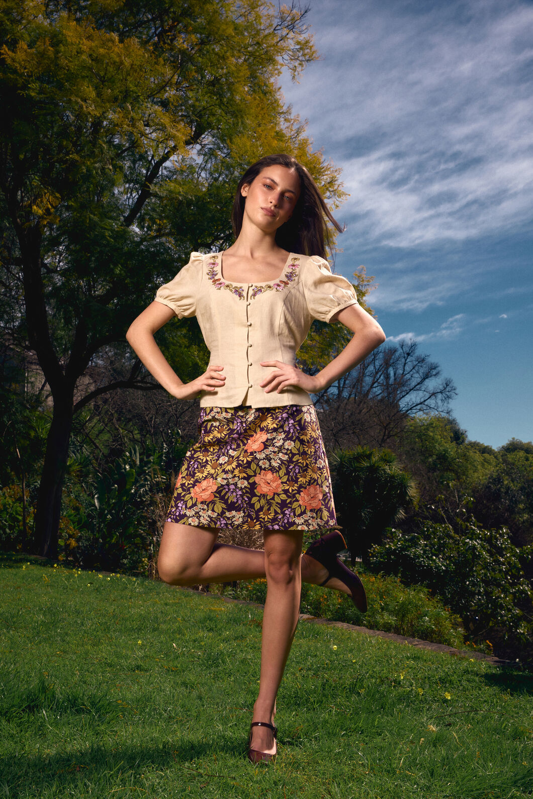 Princess Highway - Adelaide Floral Mini Skirt - plum