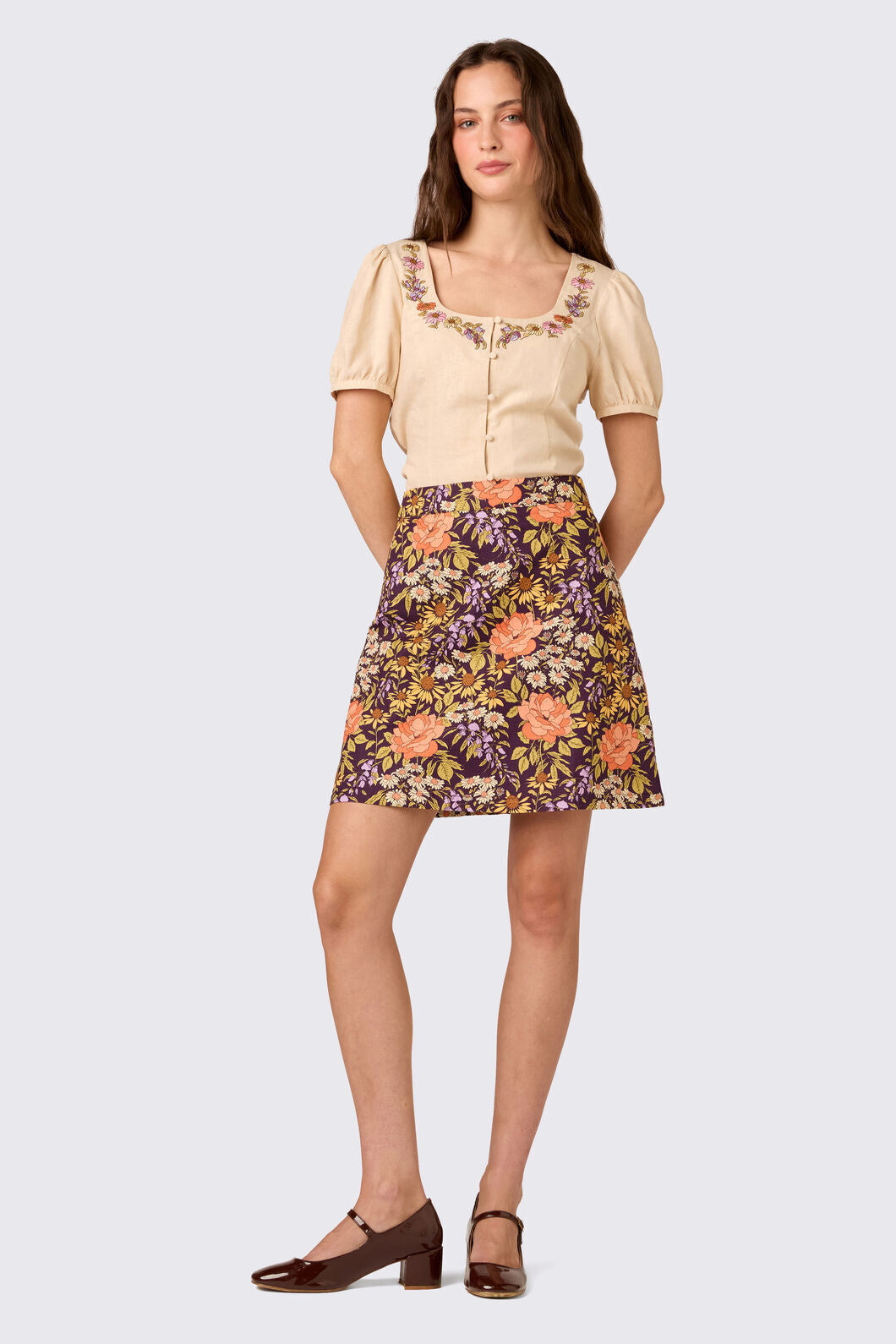 Princess Highway - Adelaide Floral Mini Skirt - plum