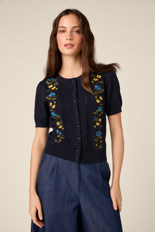 Princess Highway - Chloe Embroidered Cardigan - navy