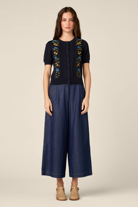 Princess Highway - Chloe Embroidered Cardigan - navy