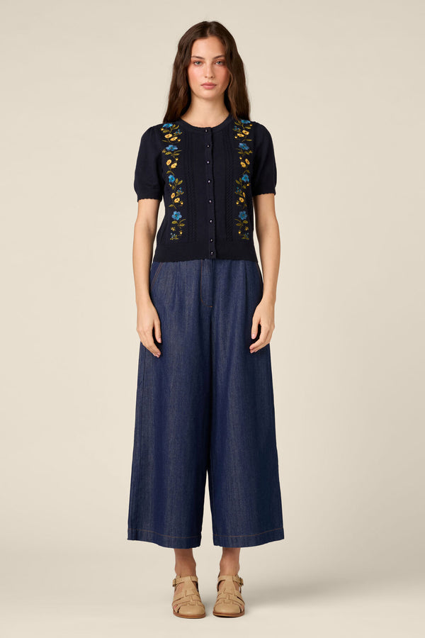 Princess Highway - Chloe Embroidered Cardigan - navy