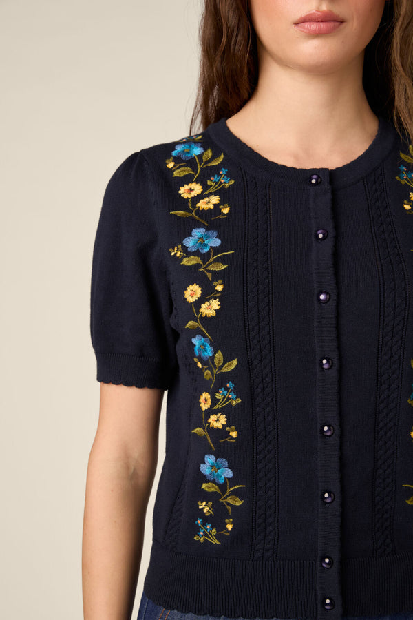 Princess Highway - Chloe Embroidered Cardigan - navy