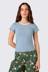 Princess Highway - Jodie Contrast Bind Ringer Tee - blue