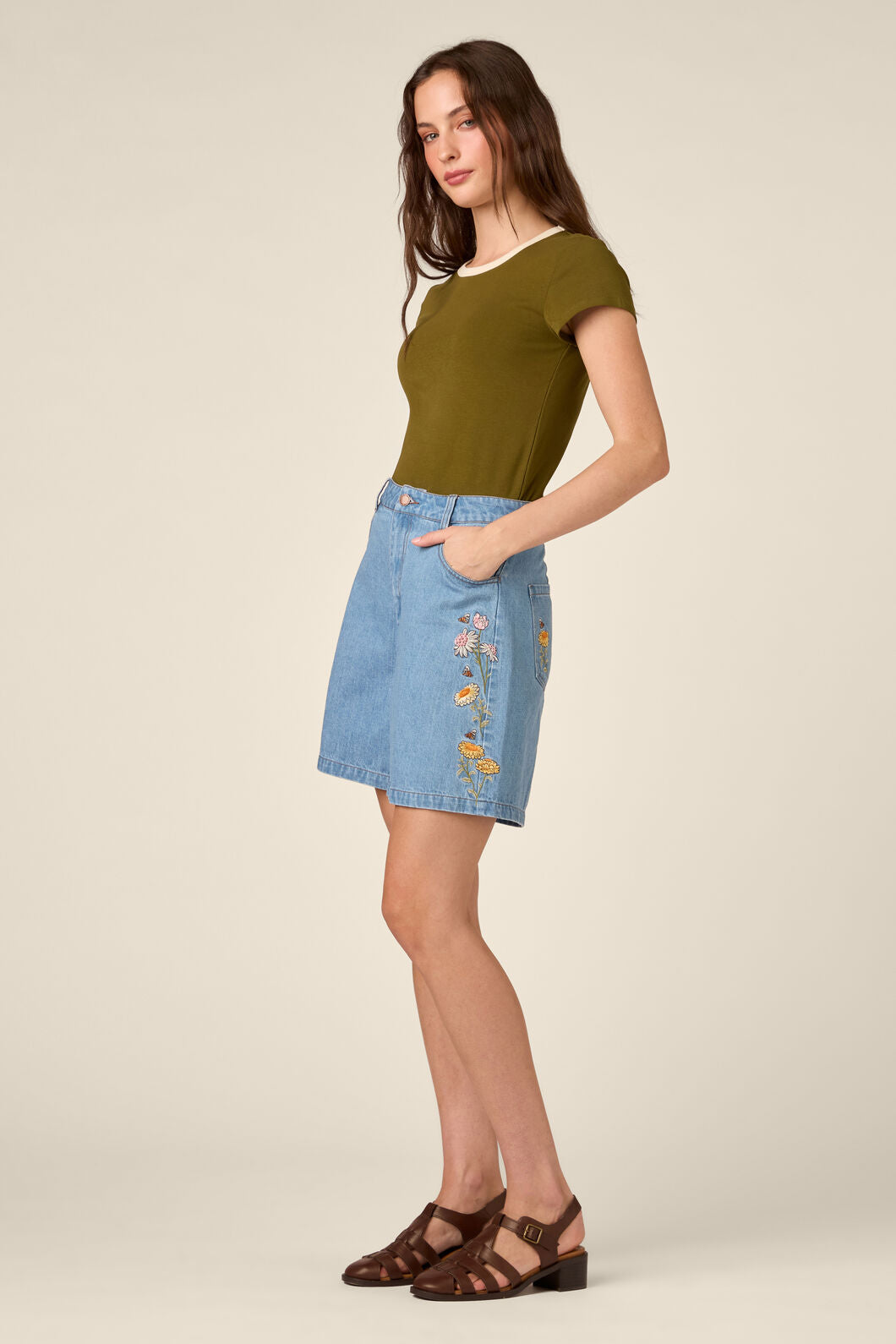 Princess Highway - Jodie Contrast Bind Ringer Tee - olive
