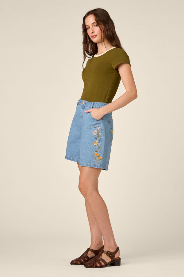 Princess Highway - Jodie Contrast Bind Ringer Tee - olive