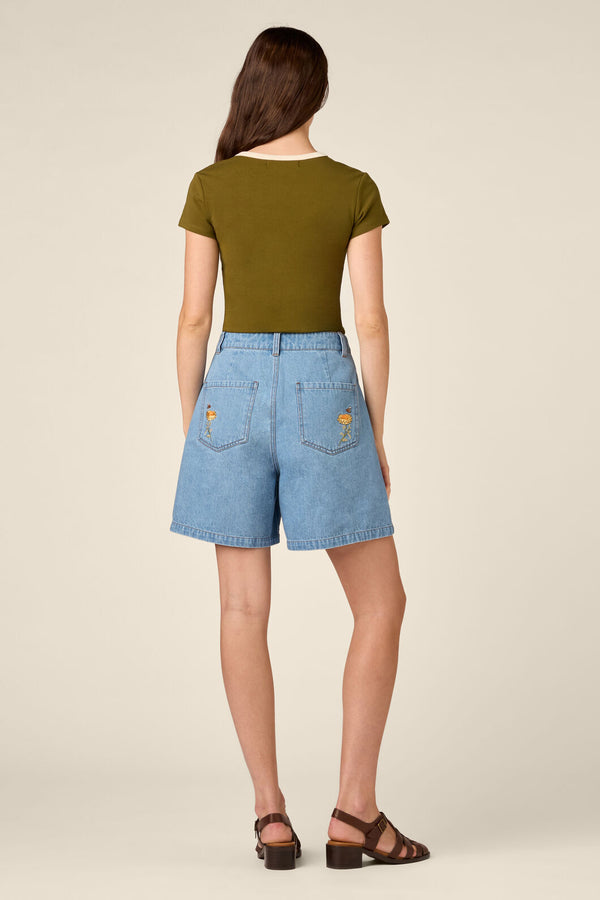 Princess Highway - Jodie Contrast Bind Ringer Tee - olive