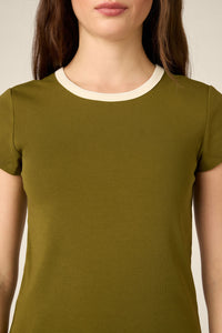 Princess Highway - Jodie Contrast Bind Ringer Tee - olive