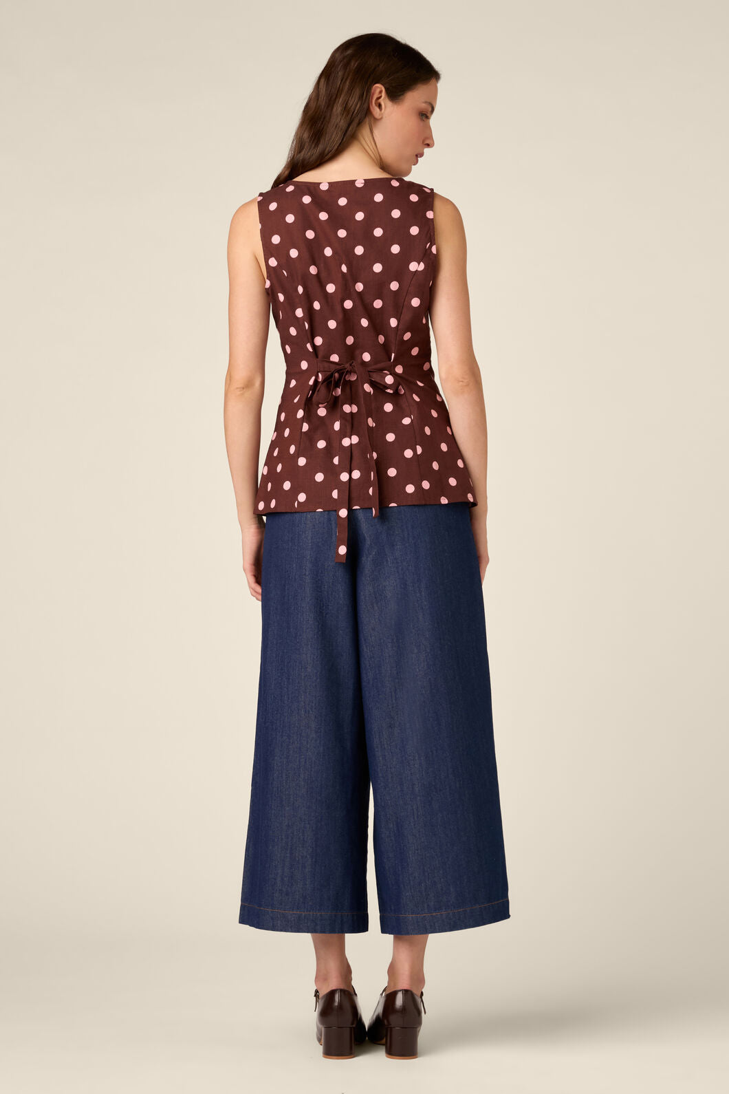 Princess Highway - Mia Polka Dot Button Down Top - chocolate