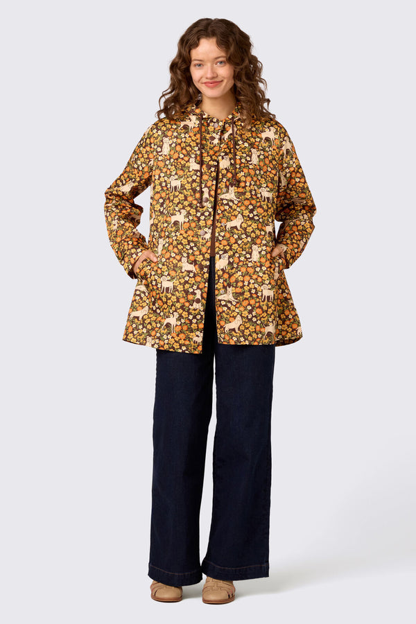 Princess Highway - Dogs & Flowers Raincoat - chocolate