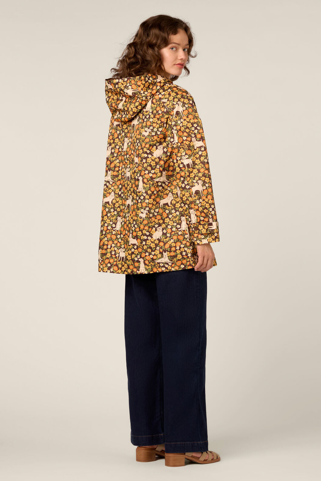 Princess Highway - Dogs & Flowers Raincoat - chocolate