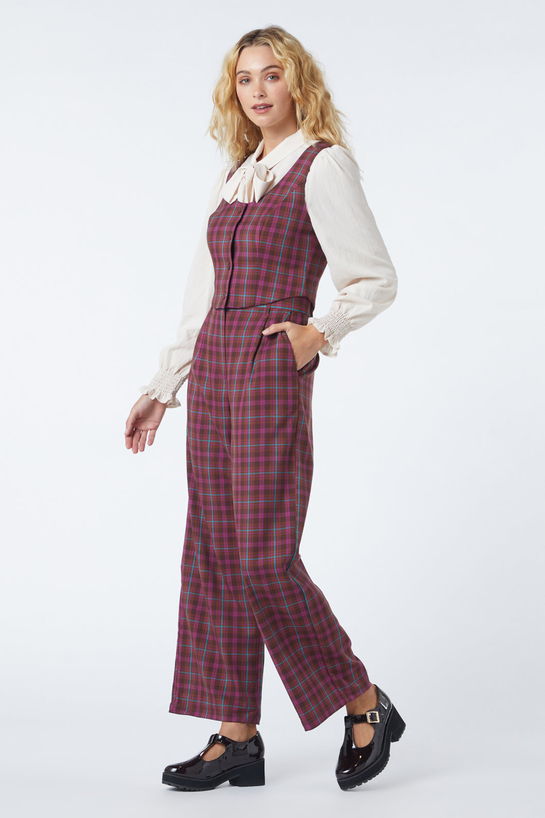 Princess Highway - Ginger Check Vest - plum