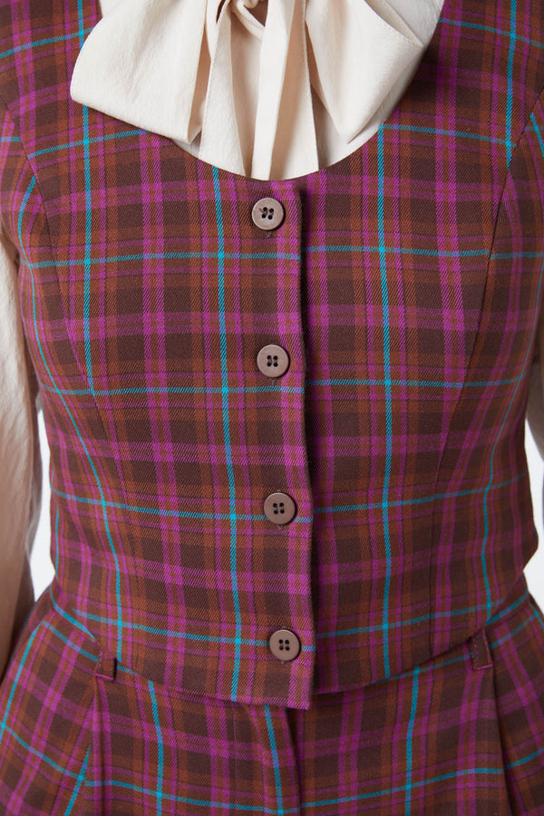 Princess Highway - Ginger Check Vest - plum
