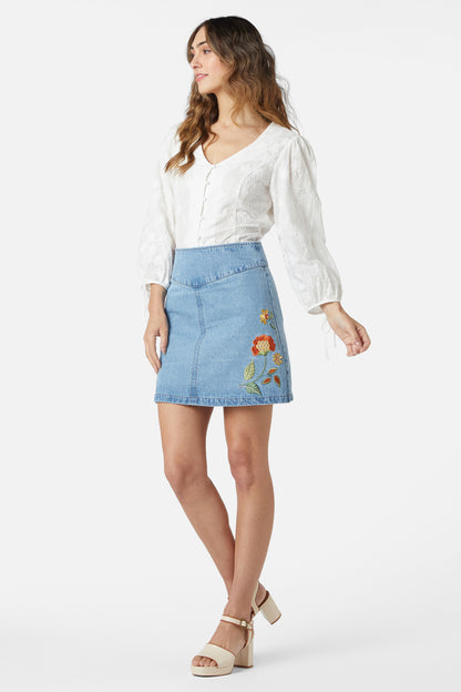 Princess Highway - Cami Emb Skirt - light-denim