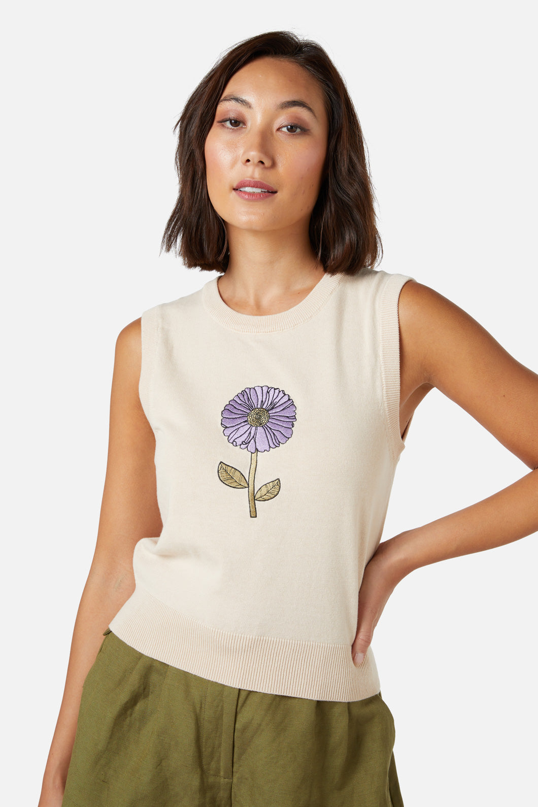 Princess Highway - Fresh Blooms Emb Vest - cream