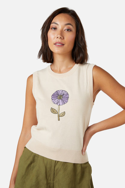 Princess Highway - Fresh Blooms Emb Vest - cream