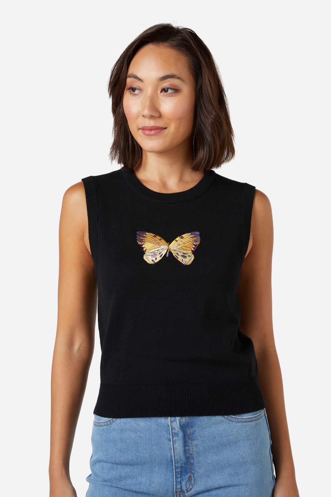 Princess Highway - Butterfly Emb Vest - black